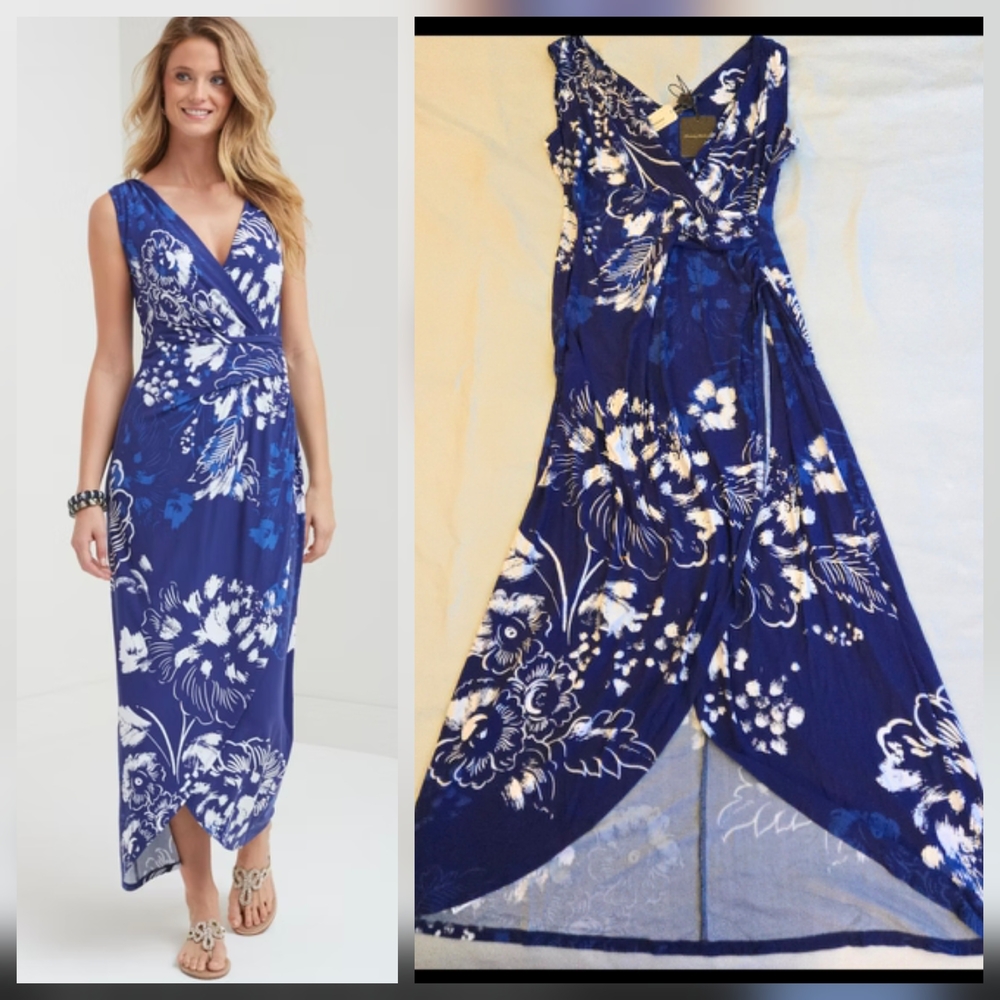 Tommy Bahama Blue and White Floral Maxi Dress